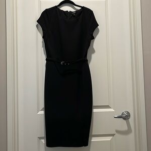 Belted, black dress